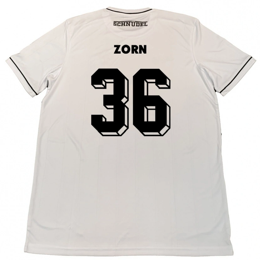 Danxen Mulher Camisola Emil Zorn #36 Branco Preto Alternativa 2025/26 Camisa