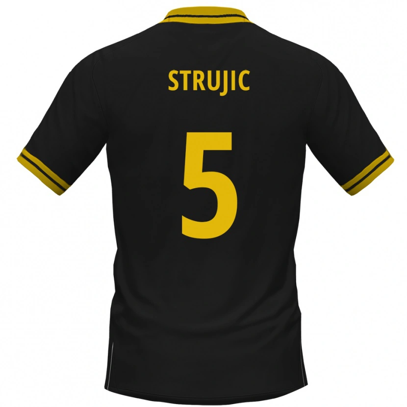 Danxen Mulher Camisola Sasa Strujic #5 Preto Amarelo Alternativa 2025/26 Camisa