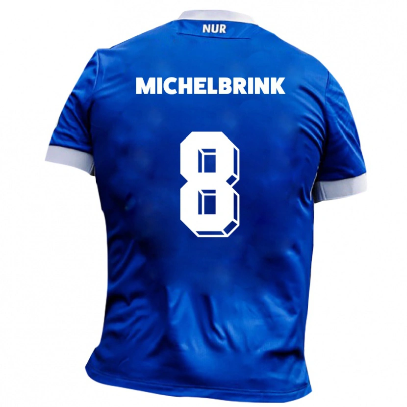 Danxen Mulher Camisola Lukas Michelbrink #8 Azul Branco Alternativa 2025/26 Camisa