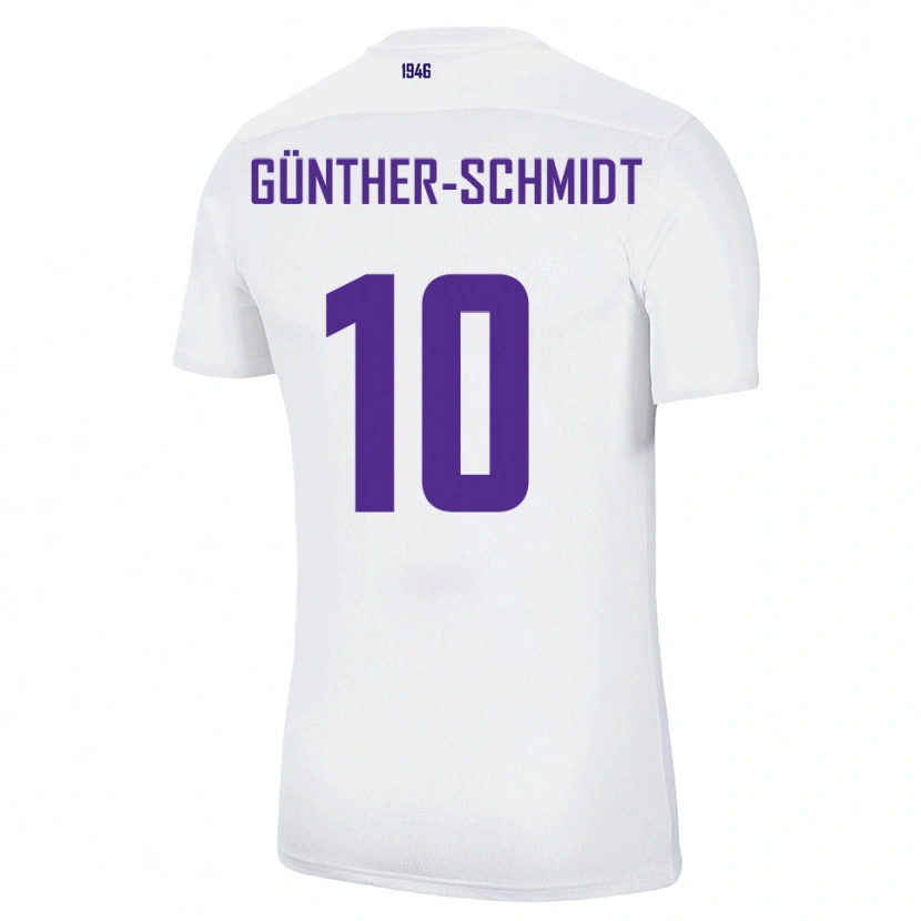 Danxen Mulher Camisola Julian Günther-Schmidt #10 Branco Verde Alternativa 2025/26 Camisa