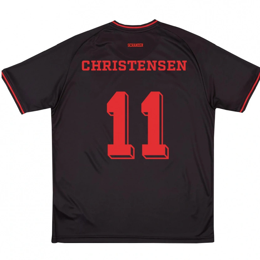 Danxen Mulher Camisola Frederik Christensen #11 Preto Vermelho Branco Alternativa 2025/26 Camisa