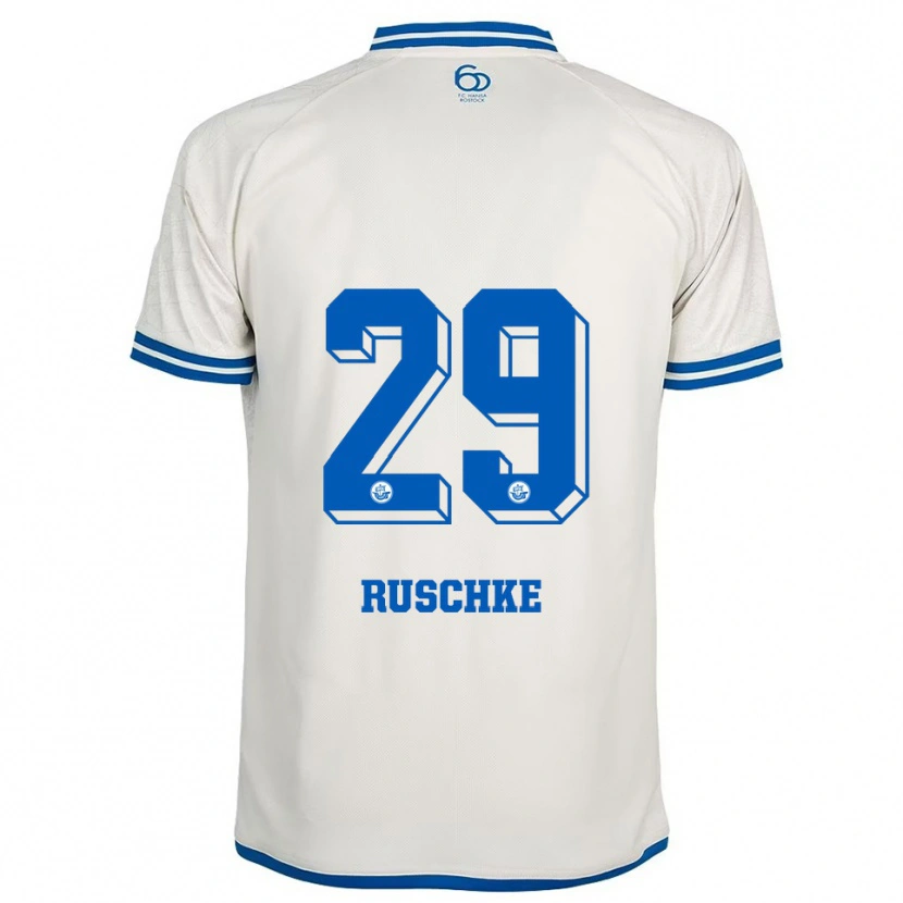 Danxen Mulher Camisola Felix Ruschke #29 Branco Azul Alternativa 2025/26 Camisa