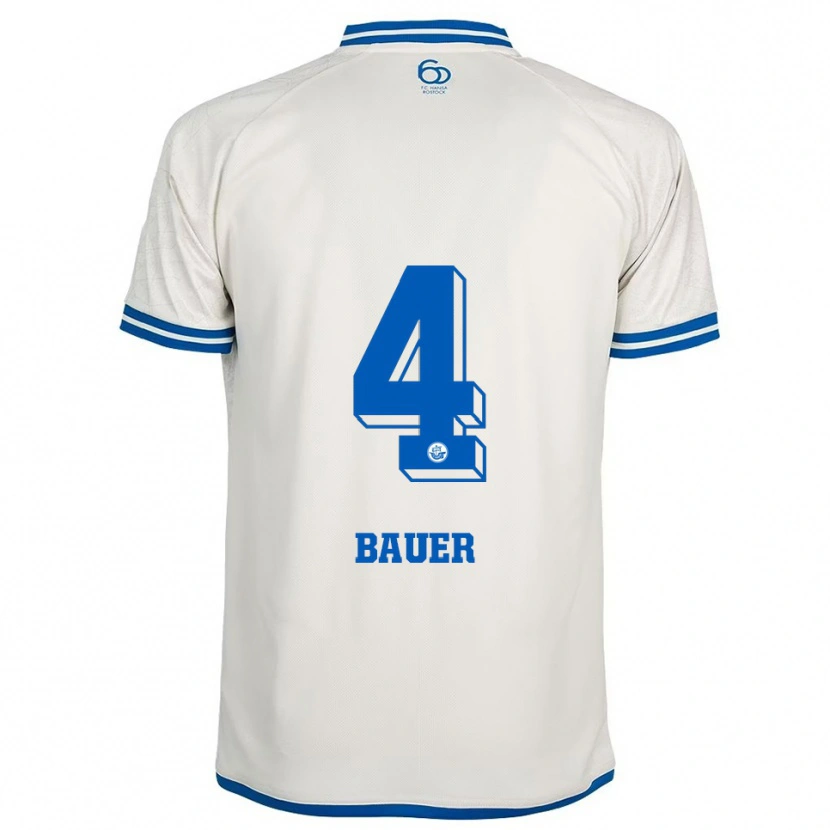 Danxen Mulher Camisola Richard Bauer #4 Branco Azul Alternativa 2025/26 Camisa