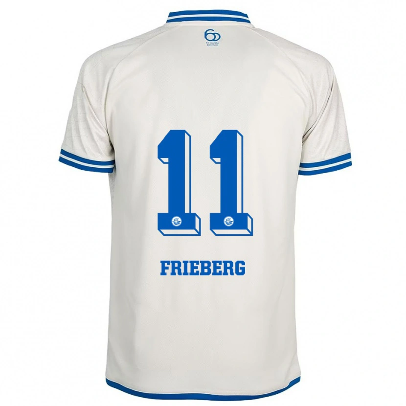Danxen Mulher Camisola Ole Frieberg #11 Branco Azul Alternativa 2025/26 Camisa