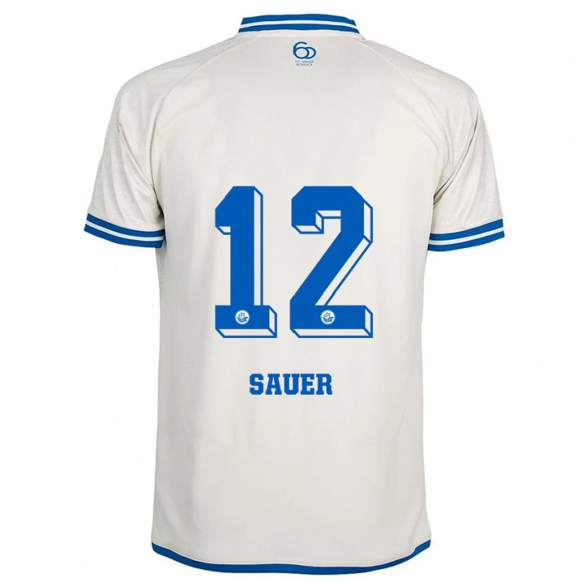 Danxen Mulher Camisola John-Lukas Sauer #12 Branco Azul Alternativa 2025/26 Camisa