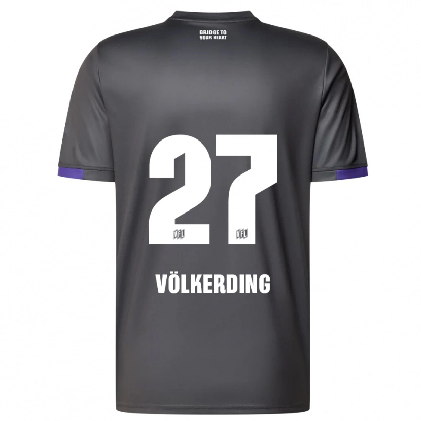 Danxen Mulher Camisola Jakob Völkerding #27 Cinzento Roxo Alternativa 2025/26 Camisa