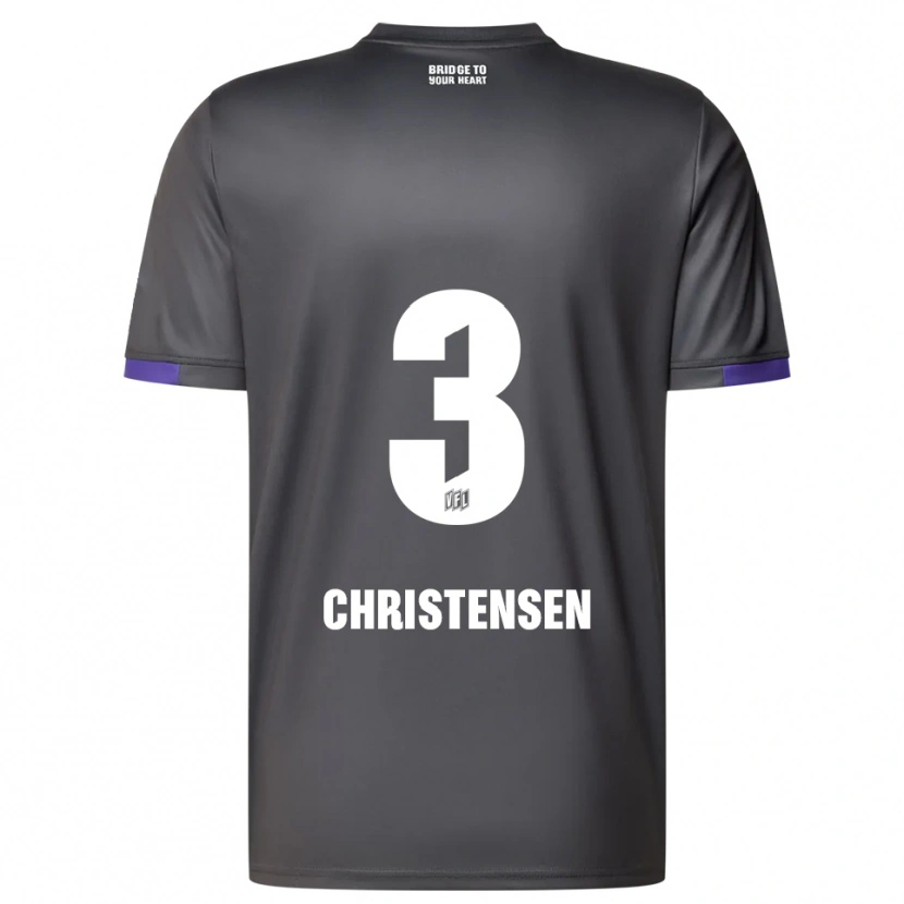 Danxen Mulher Camisola Frederik Christensen #3 Cinzento Roxo Alternativa 2025/26 Camisa