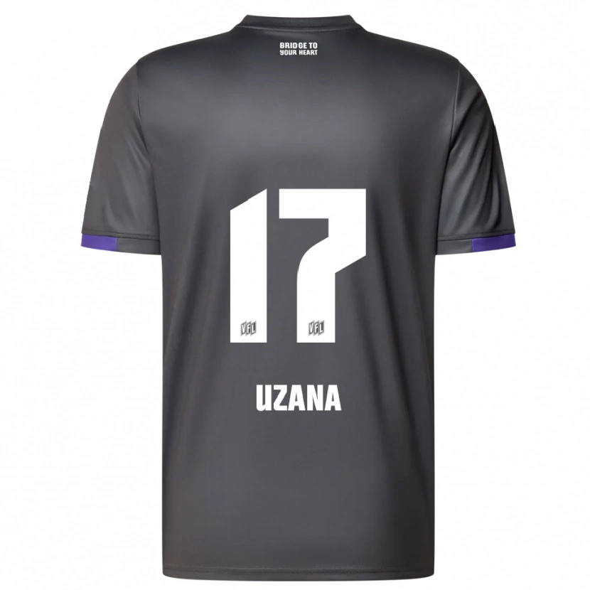 Danxen Mulher Camisola Sebastian Uzana #17 Cinzento Roxo Alternativa 2025/26 Camisa