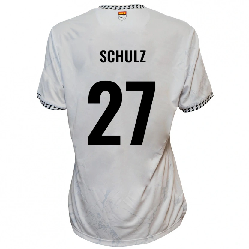 Danxen Mulher Camisola Arne Schulz #27 Branco Preto Alternativa 2025/26 Camisa