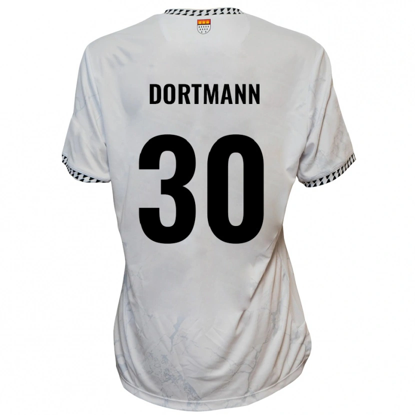 Danxen Mulher Camisola Niklas Dortmann #30 Branco Preto Alternativa 2025/26 Camisa