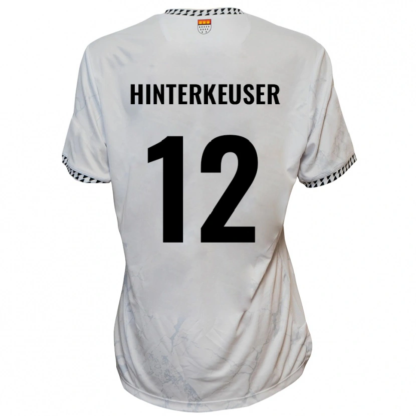 Danxen Mulher Camisola Thomas Hinterkeuser #12 Branco Preto Alternativa 2025/26 Camisa