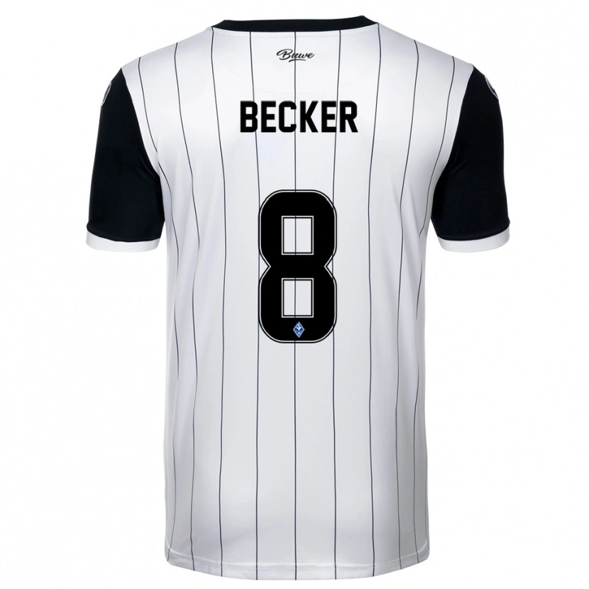 Danxen Mulher Camisola Finn Becker #8 Branco Preto Alternativa 2025/26 Camisa