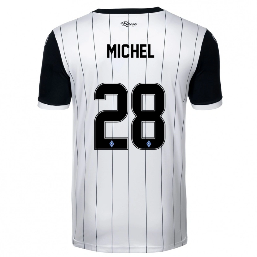 Danxen Mulher Camisola Diego Michel #28 Branco Preto Alternativa 2025/26 Camisa