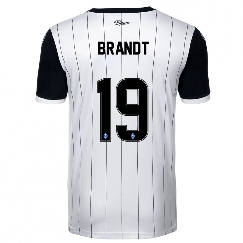 Danxen Mulher Camisola Jascha Brandt #19 Branco Preto Alternativa 2025/26 Camisa