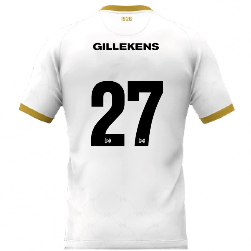 Danxen Mulher Camisola Jordy Gillekens #27 Branco Dourado Alternativa 2025/26 Camisa
