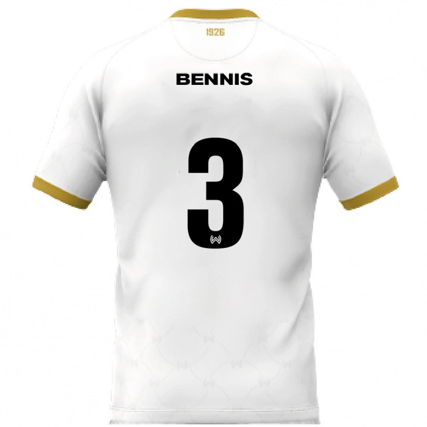 Danxen Mulher Camisola Amir Bennis #3 Branco Dourado Alternativa 2025/26 Camisa