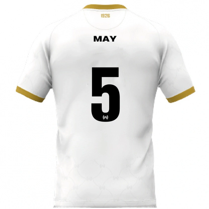 Danxen Mulher Camisola Niklas May #5 Branco Dourado Alternativa 2025/26 Camisa