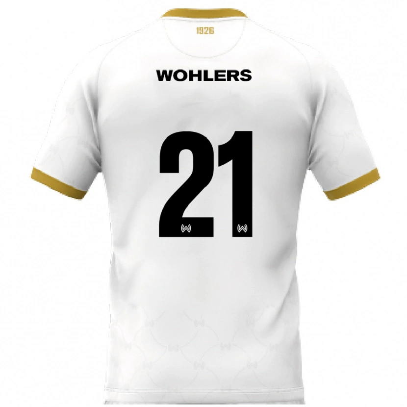 Danxen Mulher Camisola Ole Wohlers #21 Branco Dourado Alternativa 2025/26 Camisa