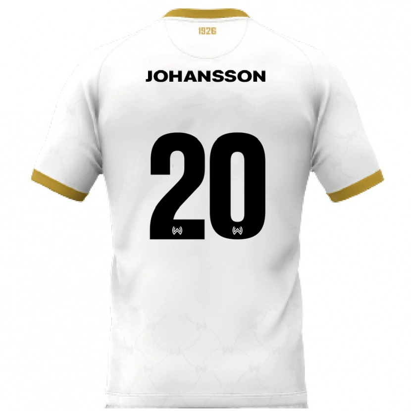 Danxen Mulher Camisola Ryan Johansson #20 Branco Dourado Alternativa 2025/26 Camisa