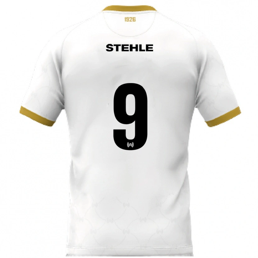 Danxen Mulher Camisola Simon Stehle #9 Branco Dourado Alternativa 2025/26 Camisa