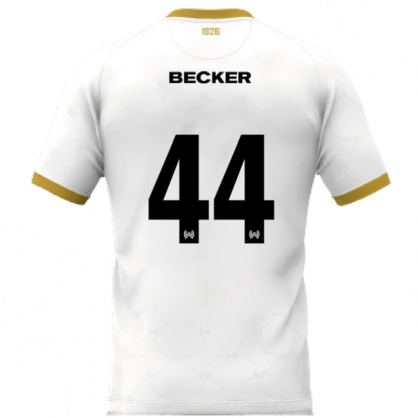 Danxen Mulher Camisola Jan Becker #44 Branco Dourado Alternativa 2025/26 Camisa