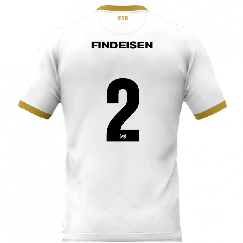 Danxen Mulher Camisola Edwin Findeisen #2 Branco Dourado Alternativa 2025/26 Camisa