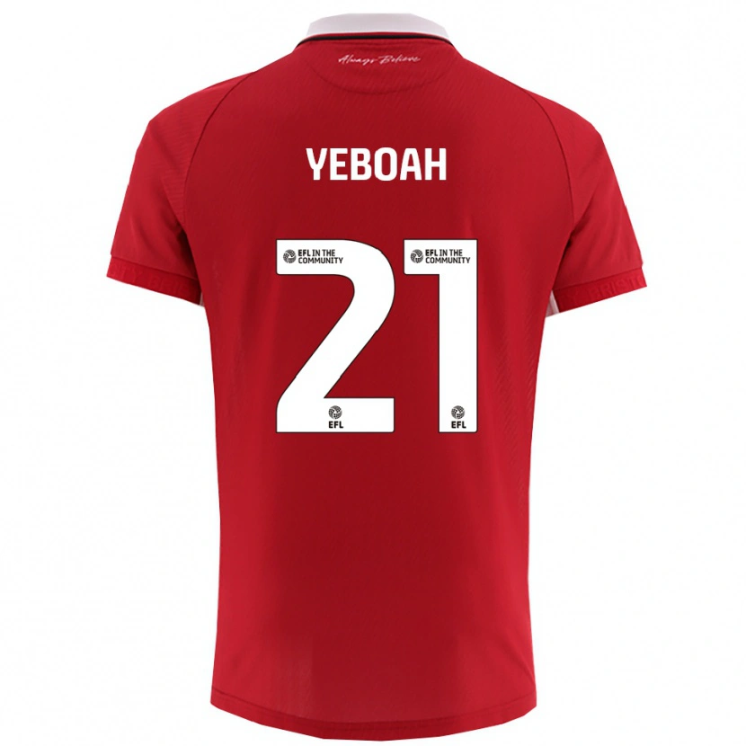 Danxen Criança Camisola Ephraim Yeboah #21 Vermelho Branco Principal 2025/26 Camisa