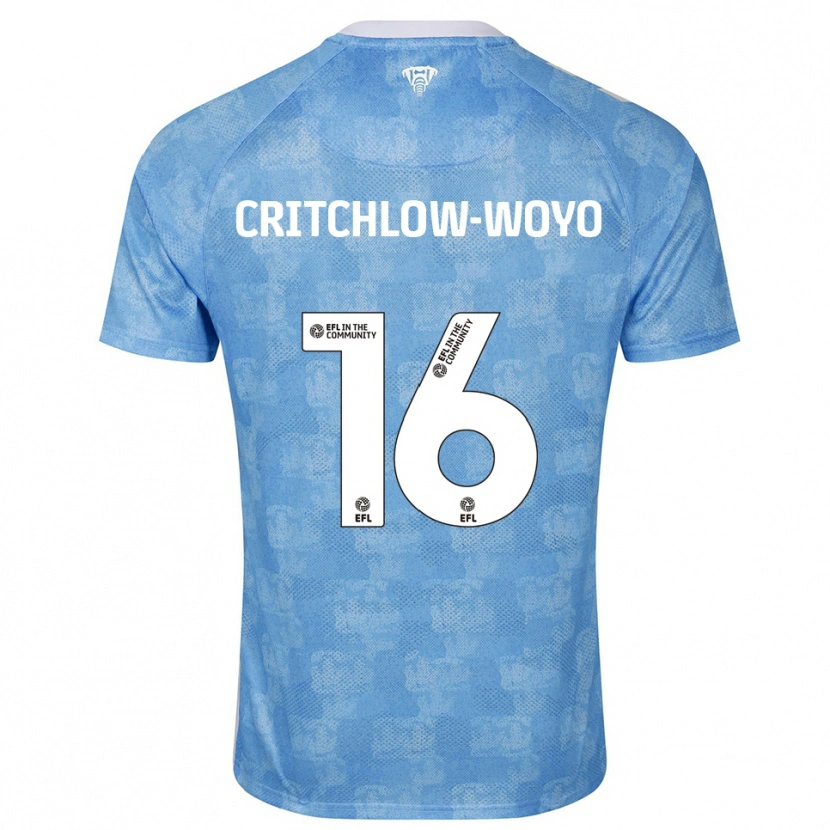 Danxen Criança Camisola Tionne Critchlow-Woyo #16 Azul Celeste Branco Principal 2025/26 Camisa