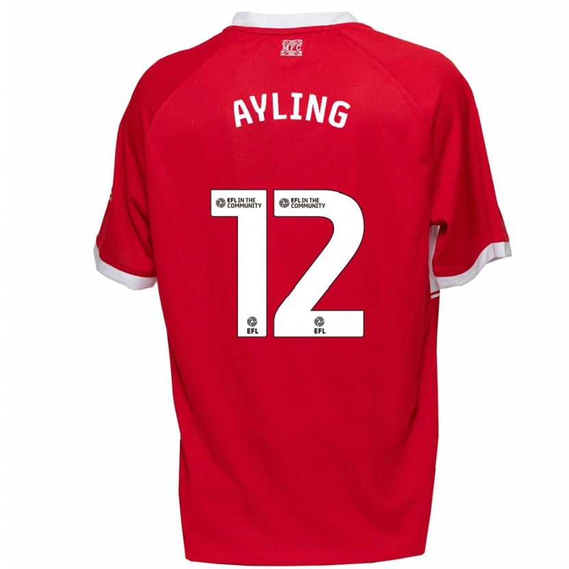Danxen Criança Camisola Luke Ayling #12 Vermelho Branco Principal 2025/26 Camisa
