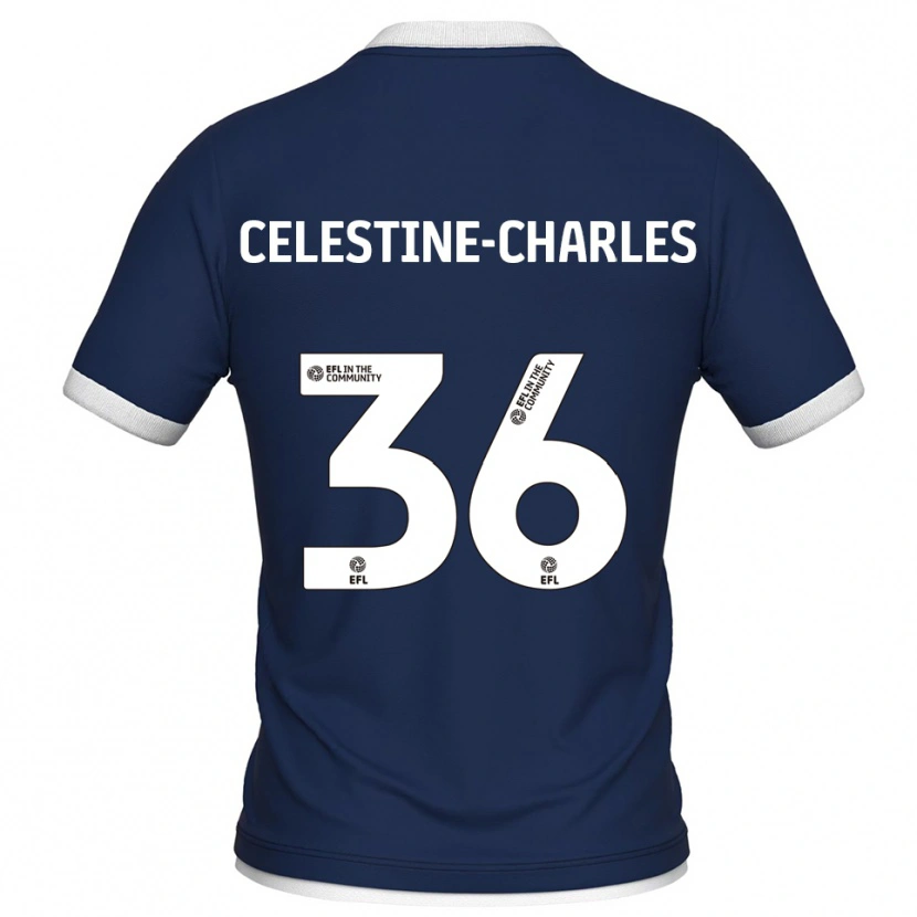 Danxen Criança Camisola Jaiden Celestine-Charles #36 Azul Marinho Branco Principal 2025/26 Camisa