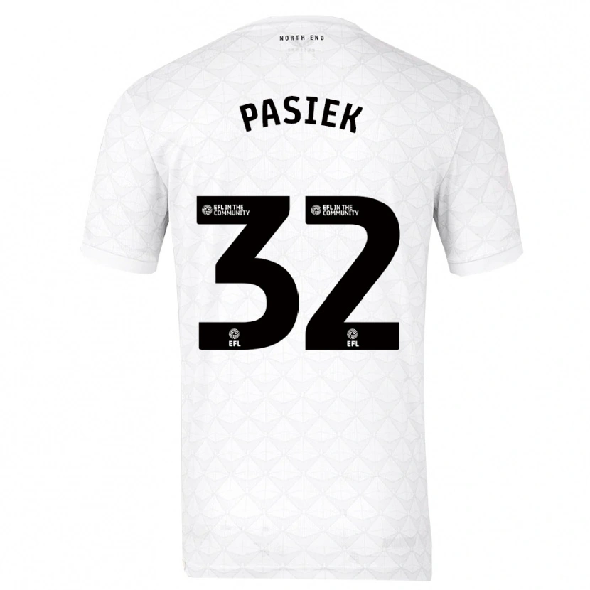 Danxen Criança Camisola Kacper Pasiek #32 Branco Vermelho Principal 2025/26 Camisa