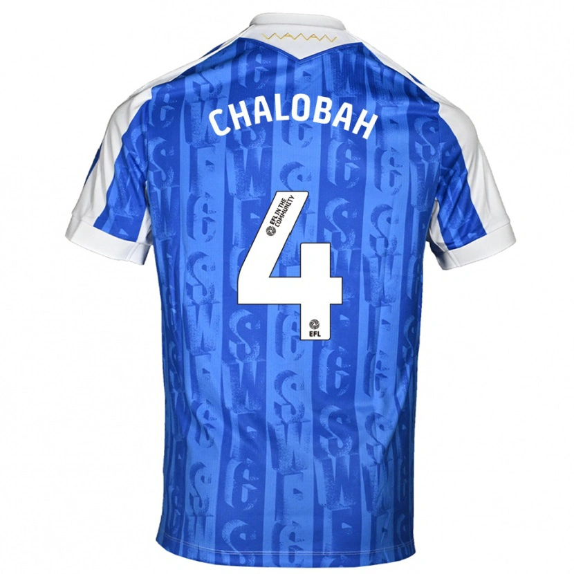 Danxen Criança Camisola Nathaniel Chalobah #4 Azul Branco Principal 2025/26 Camisa