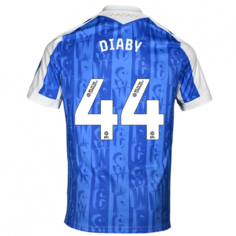 Danxen Criança Camisola Momo Diaby #44 Azul Branco Principal 2025/26 Camisa