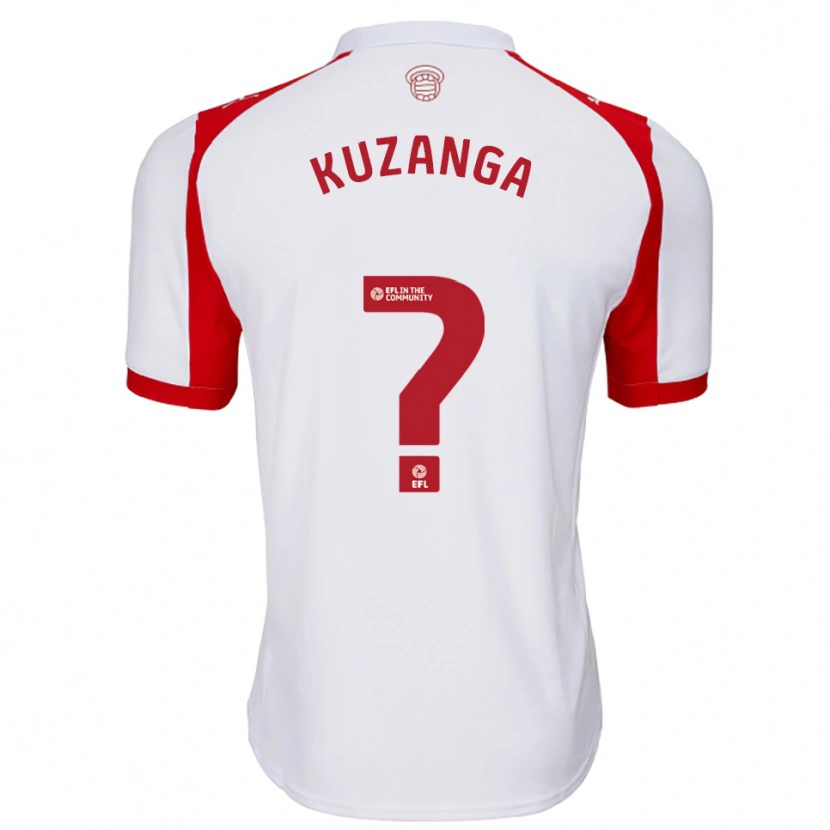 Danxen Criança Camisola Junior Kuzanga #0 Branco Vermelho Principal 2025/26 Camisa