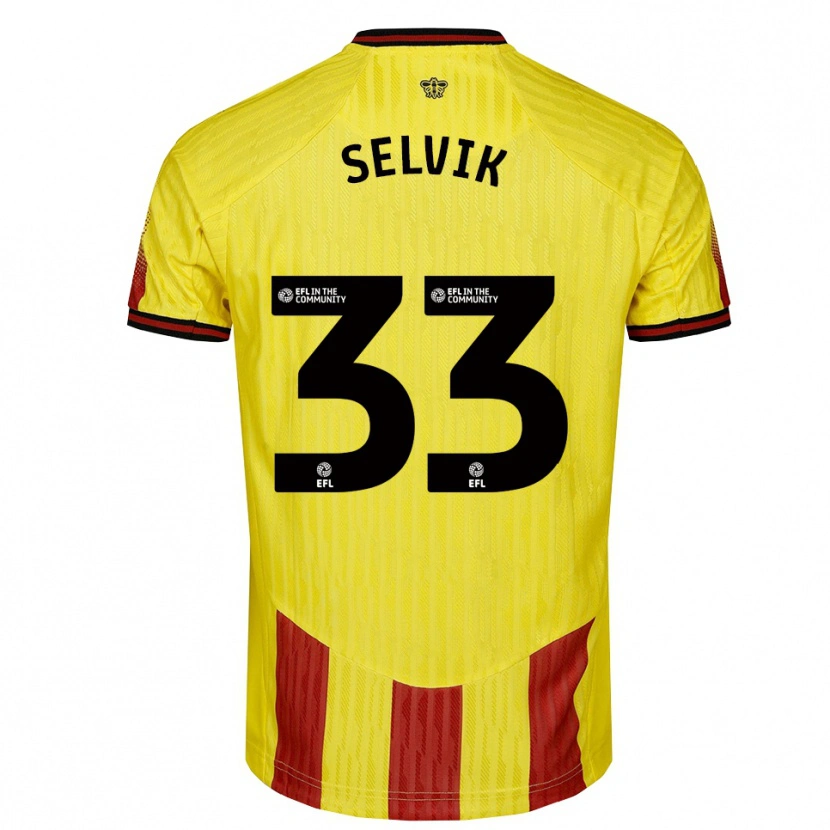 Danxen Criança Camisola Egil Selvik #33 Amarelo Vermelho Principal 2025/26 Camisa