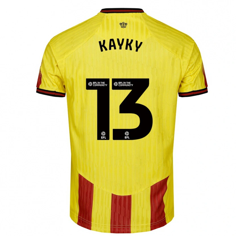 Danxen Criança Camisola Kayky Almeida #13 Amarelo Vermelho Principal 2025/26 Camisa