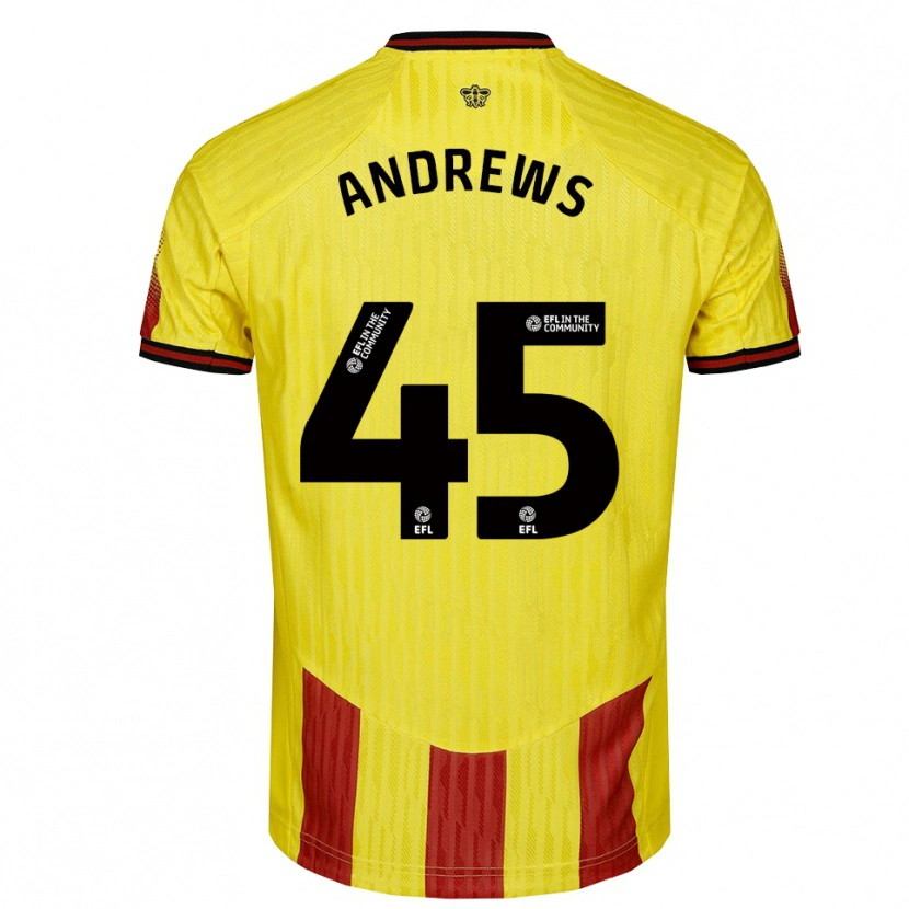 Danxen Criança Camisola Ryan Andrews #45 Amarelo Vermelho Principal 2025/26 Camisa