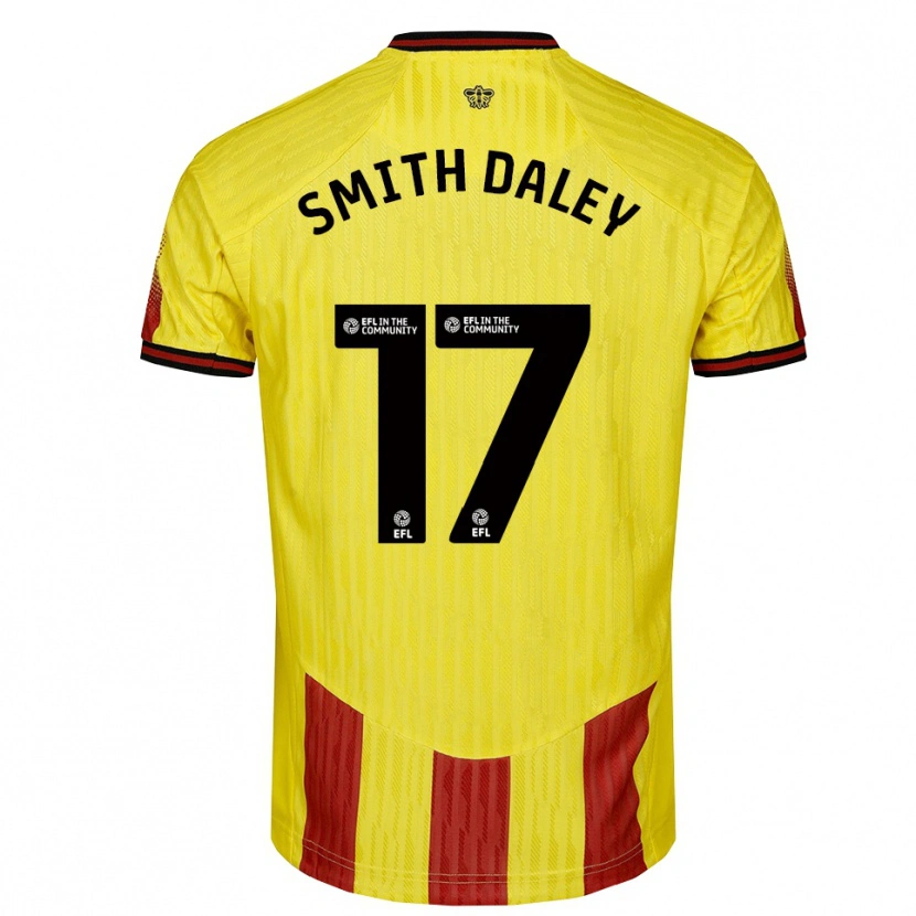 Danxen Criança Camisola Kymani Smith Daley #17 Amarelo Vermelho Principal 2025/26 Camisa