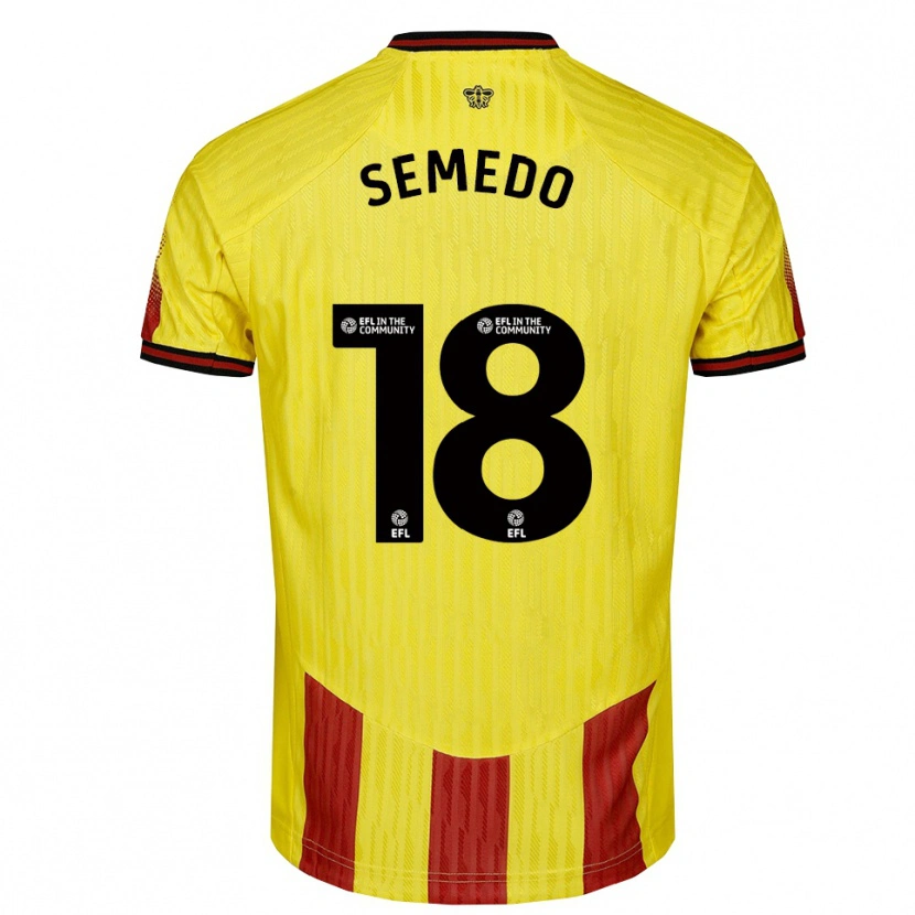 Danxen Criança Camisola Vivaldo Semedo #18 Amarelo Vermelho Principal 2025/26 Camisa