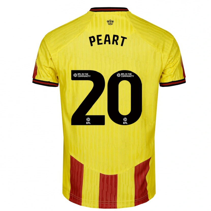 Danxen Criança Camisola Kalani Peart #20 Amarelo Vermelho Principal 2025/26 Camisa