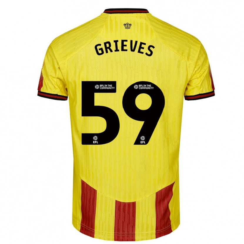 Danxen Criança Camisola Jack Grieves #59 Amarelo Vermelho Principal 2025/26 Camisa