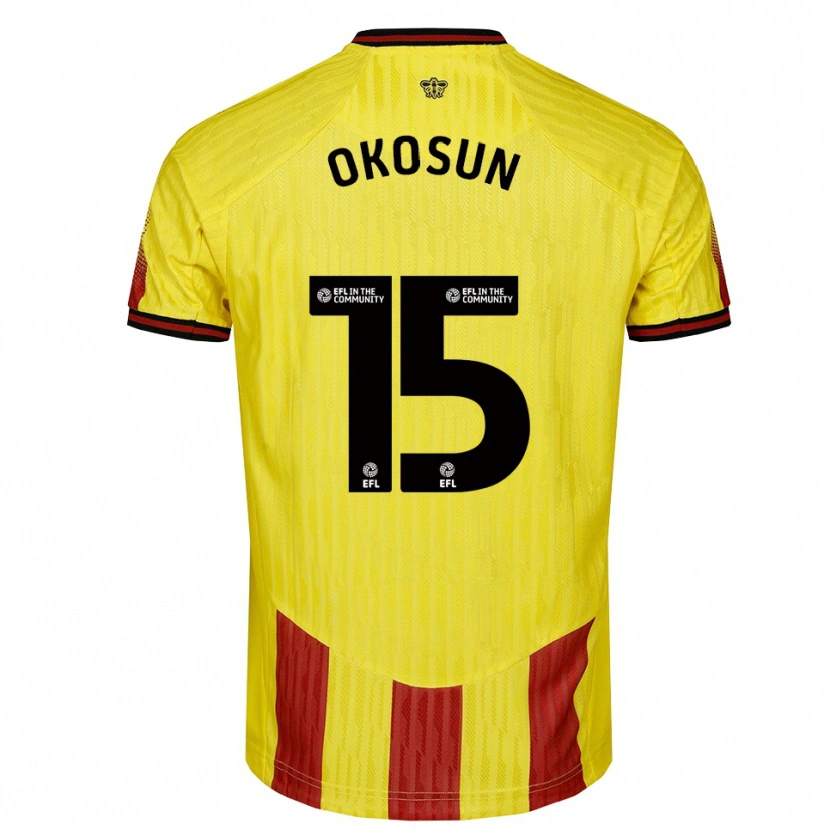 Danxen Criança Camisola Nickson Okosun #15 Amarelo Vermelho Principal 2025/26 Camisa