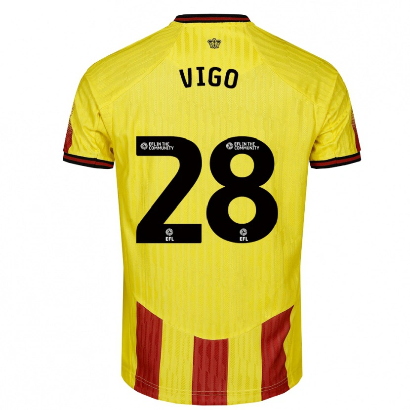 Danxen Criança Camisola Francesca Vigo #28 Amarelo Vermelho Principal 2025/26 Camisa