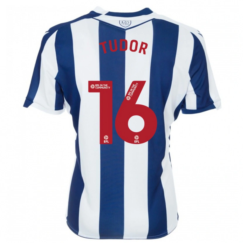 Danxen Criança Camisola Sophie Tudor #16 Azul Marinho Branco Principal 2025/26 Camisa