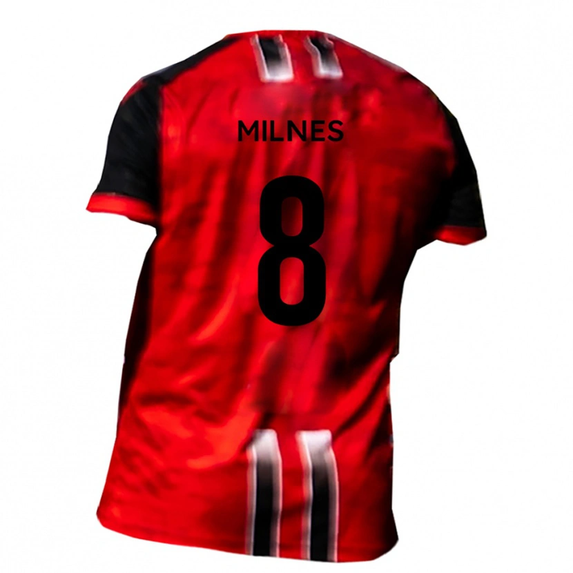 Danxen Criança Camisola Ben Milnes #8 Vermelho Preto Principal 2025/26 Camisa