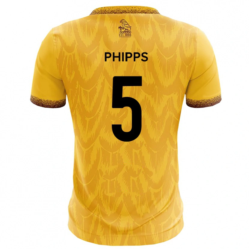 Danxen Criança Camisola Harry Phipps #5 Amarelo Marrom Principal 2025/26 Camisa