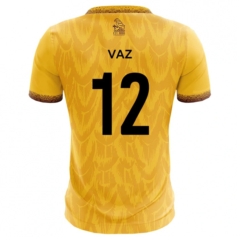 Danxen Criança Camisola Eduino Vaz #12 Amarelo Marrom Principal 2025/26 Camisa