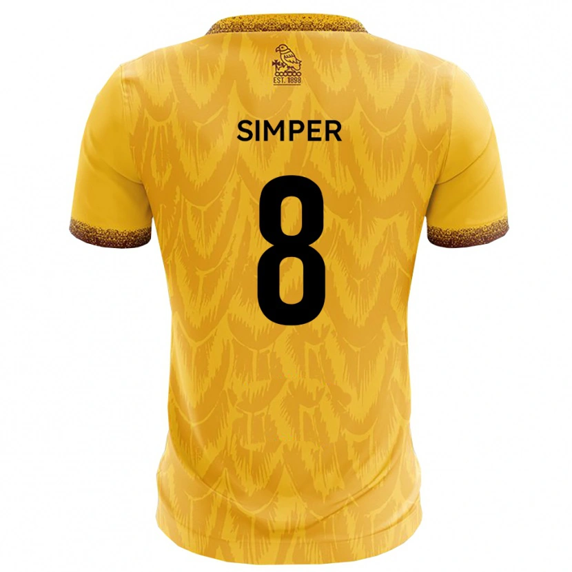 Danxen Criança Camisola Lewis Simper #8 Amarelo Marrom Principal 2025/26 Camisa