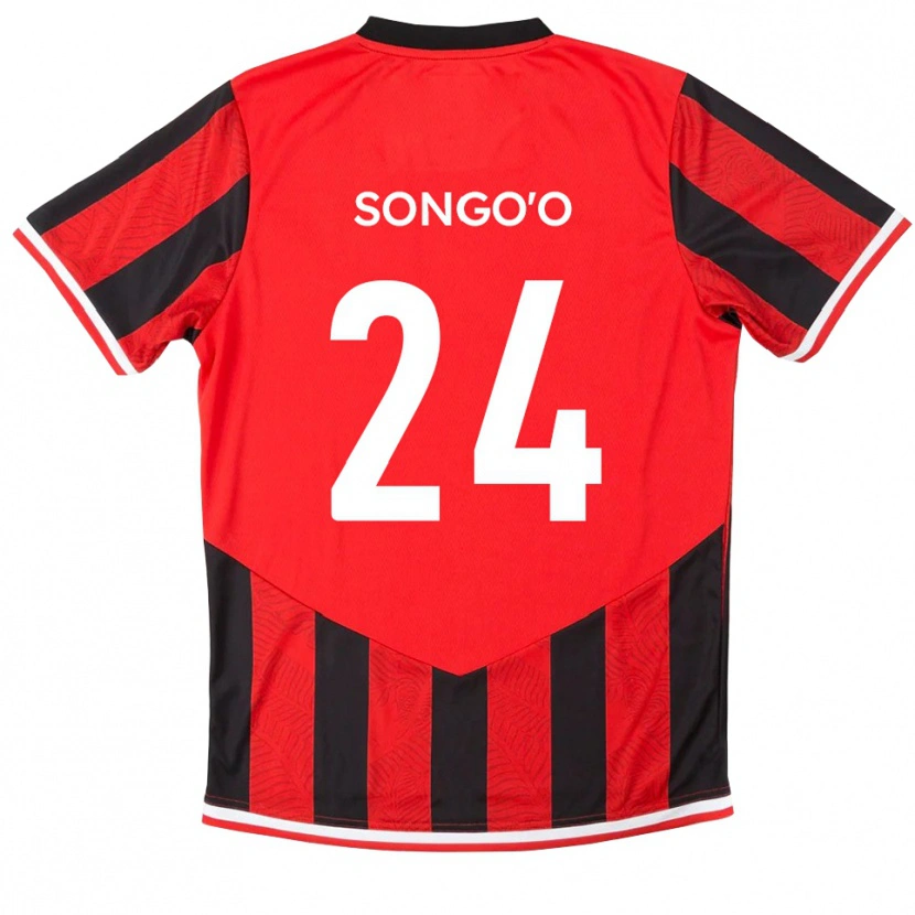 Danxen Criança Camisola Yann Songo'o #24 Vermelho Preto Principal 2025/26 Camisa