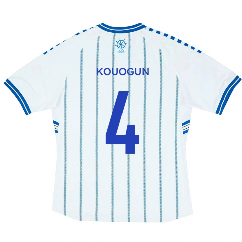 Danxen Criança Camisola Maxim Kouogun #4 Branco Azul Principal 2025/26 Camisa